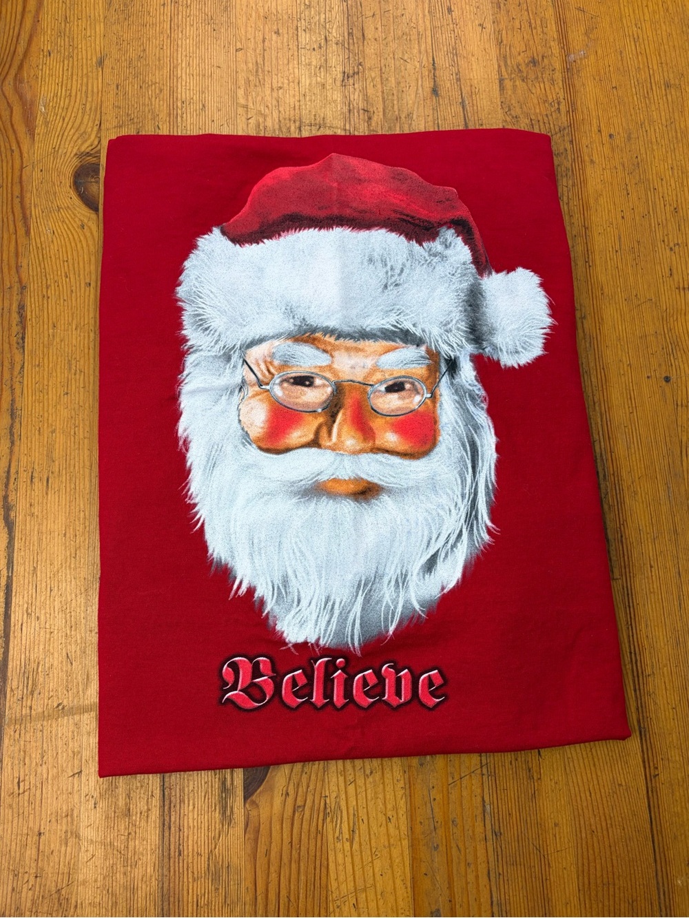 Mens Red Santa Claus Gildan Cotton Crew Tee shirt size Large, Funny Shirt Gift